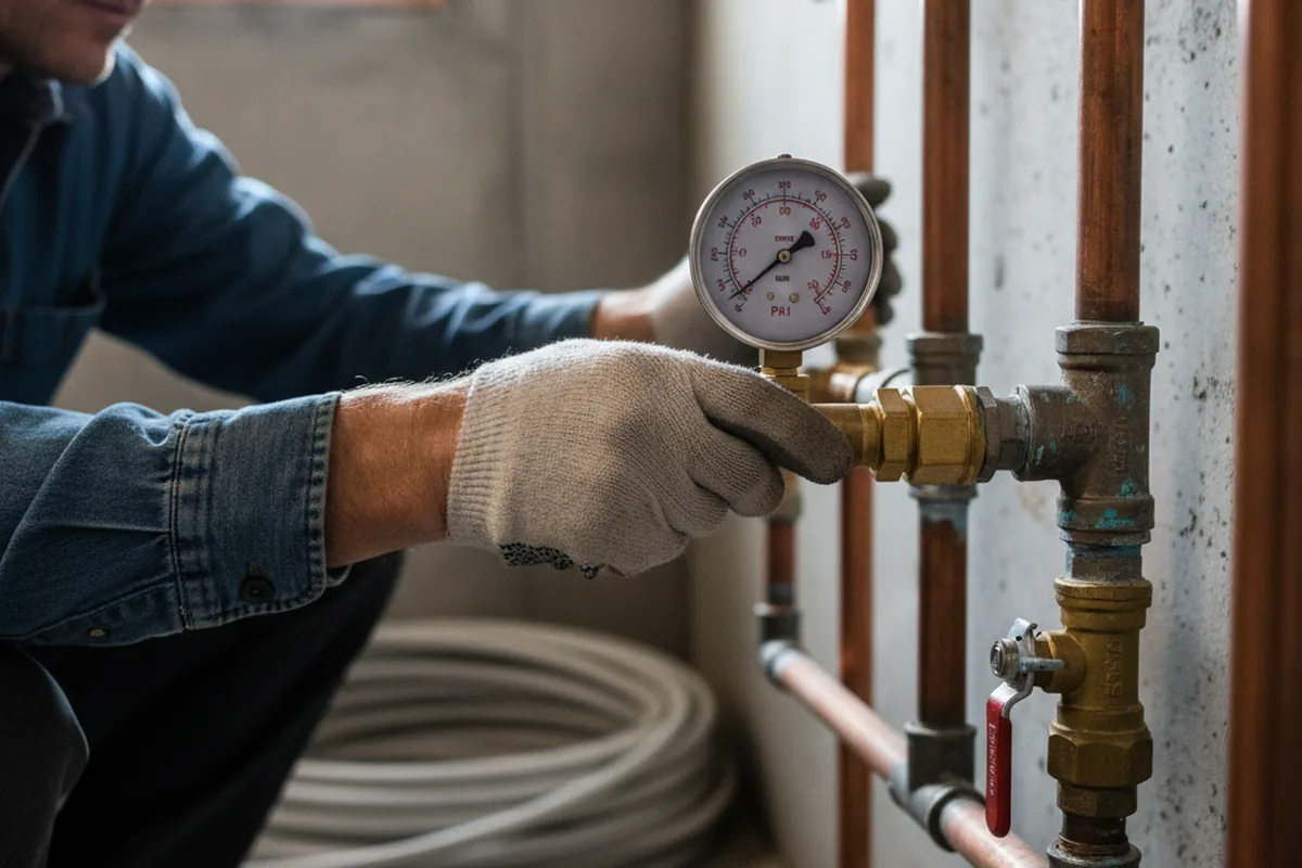 Pressure testing a repaired line during Water Line Repair in Lynnville